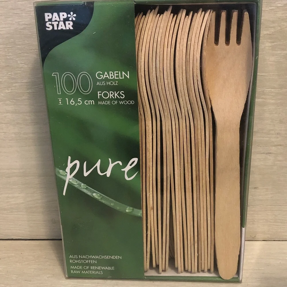 Pap Star PURE Disposable Compostable Wooden Cutlery Set Bundle NIB Please Read